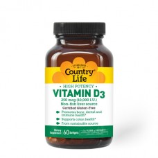 Country Life High Potency Vitamin D3 10000 IU, 60 капсул Country Life High Potency Vitamin D3 10000 IU, 60 капсул