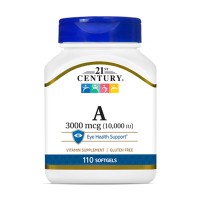 21st Century Vitamin A 3000 mcg, 110 капсул 21st Century Vitamin A 3000 mcg, 110 капсул