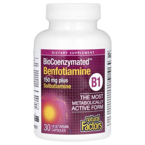 Natural Factors BioCoenzymated Benfotiamine plus Sulbutiamine, 30 вегакапсул CN17118 Natural Factors BioCoenzymated Benfotiamine plus Sulbutiamine, 30 вегакапсул CN17118