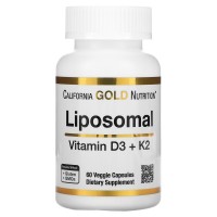 Витамины и минералы California Gold Nutrition Liposomal Vitamin K2+ D3, 60 вегакапсул Витамины и минералы California Gold Nutrition Liposomal Vitamin K2+ D3, 60 вегакапсул