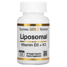 Витамины и минералы California Gold Nutrition Liposomal Vitamin K2+ D3, 60 вегакапсул Витамины и минералы California Gold Nutrition Liposomal Vitamin K2+ D3, 60 вегакапсул
